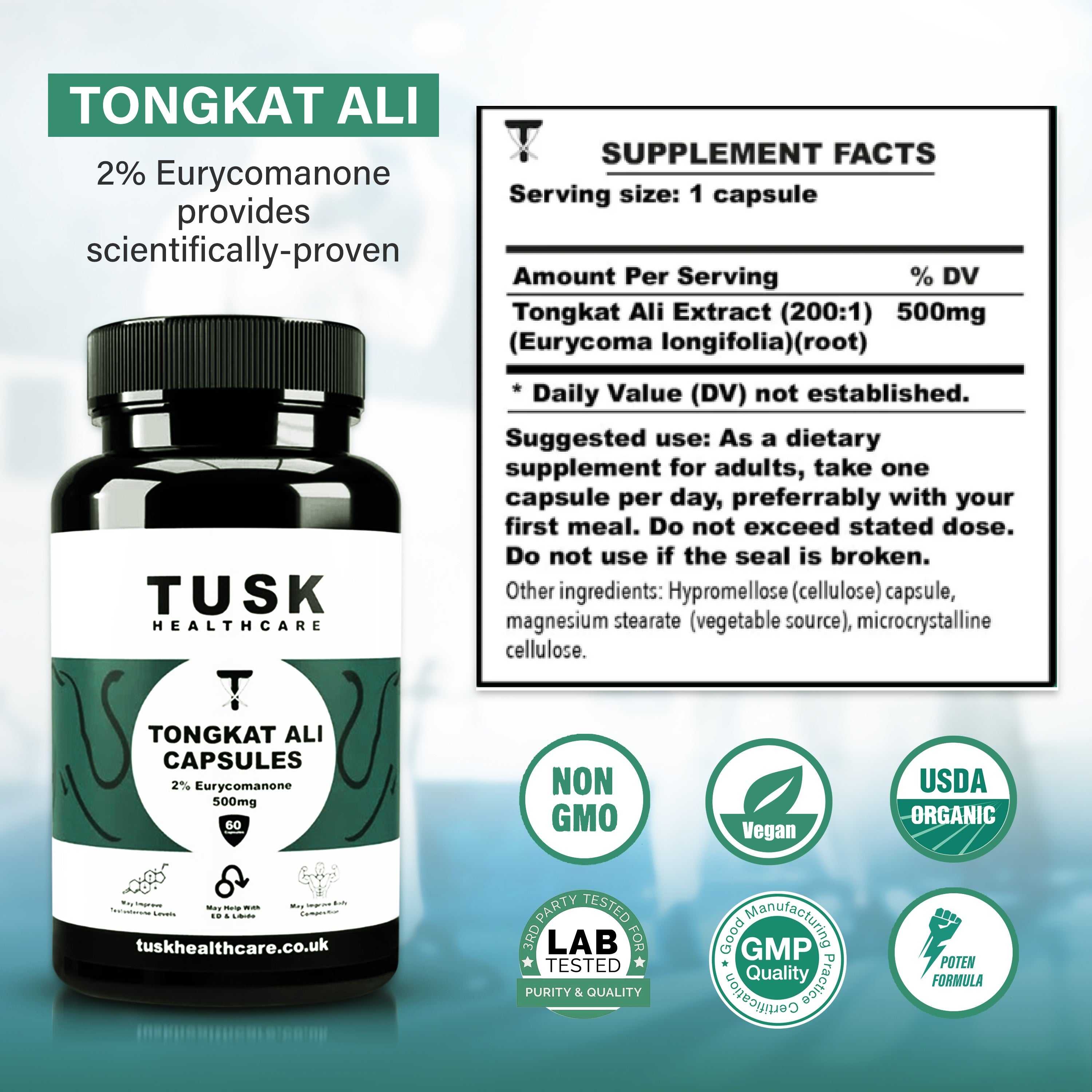 Tongkat Ali - 200:1 Ratio - Naturally Increase Testosterone Levels