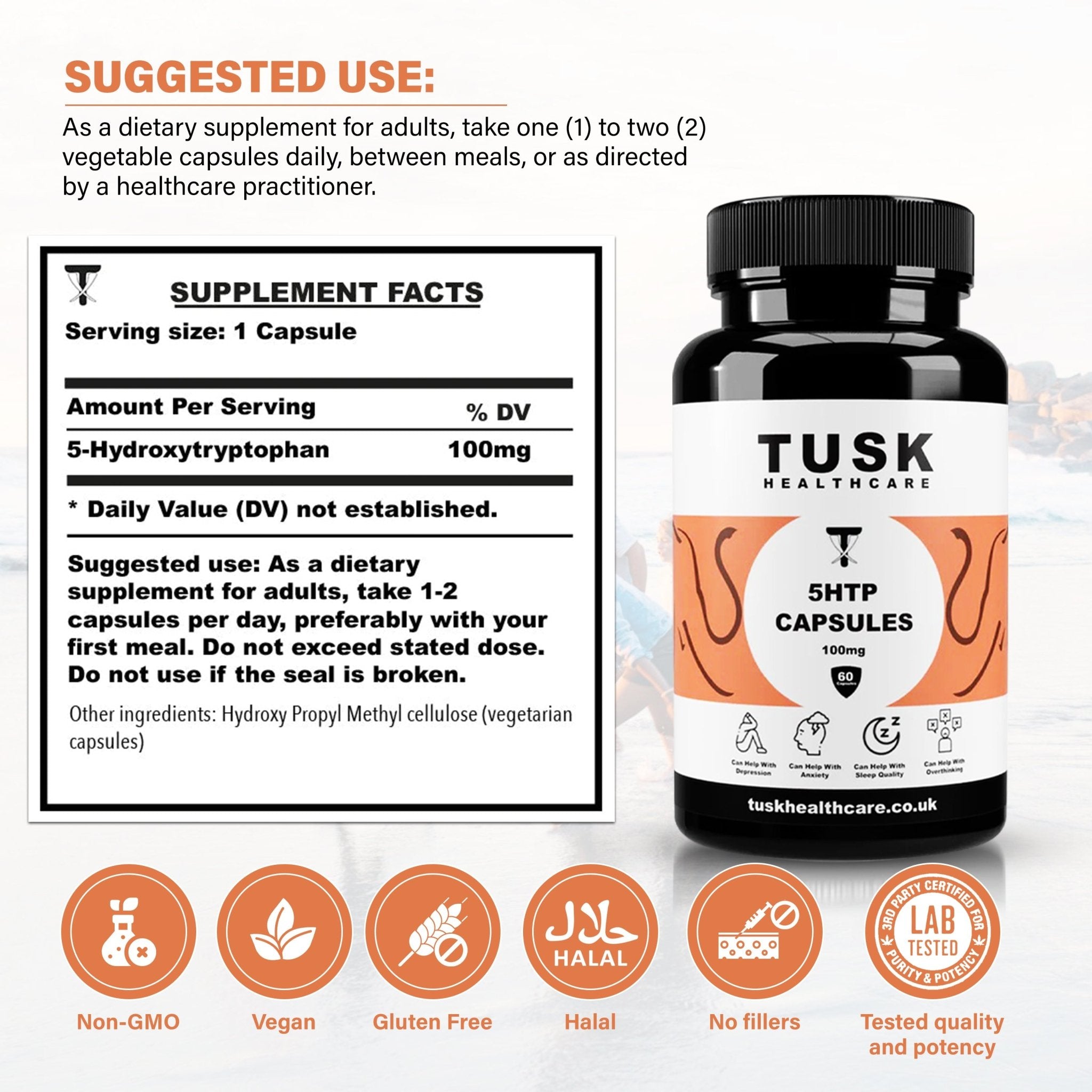 5HTP Capsules - Natural Serotonin Boost - TuskHealthCare