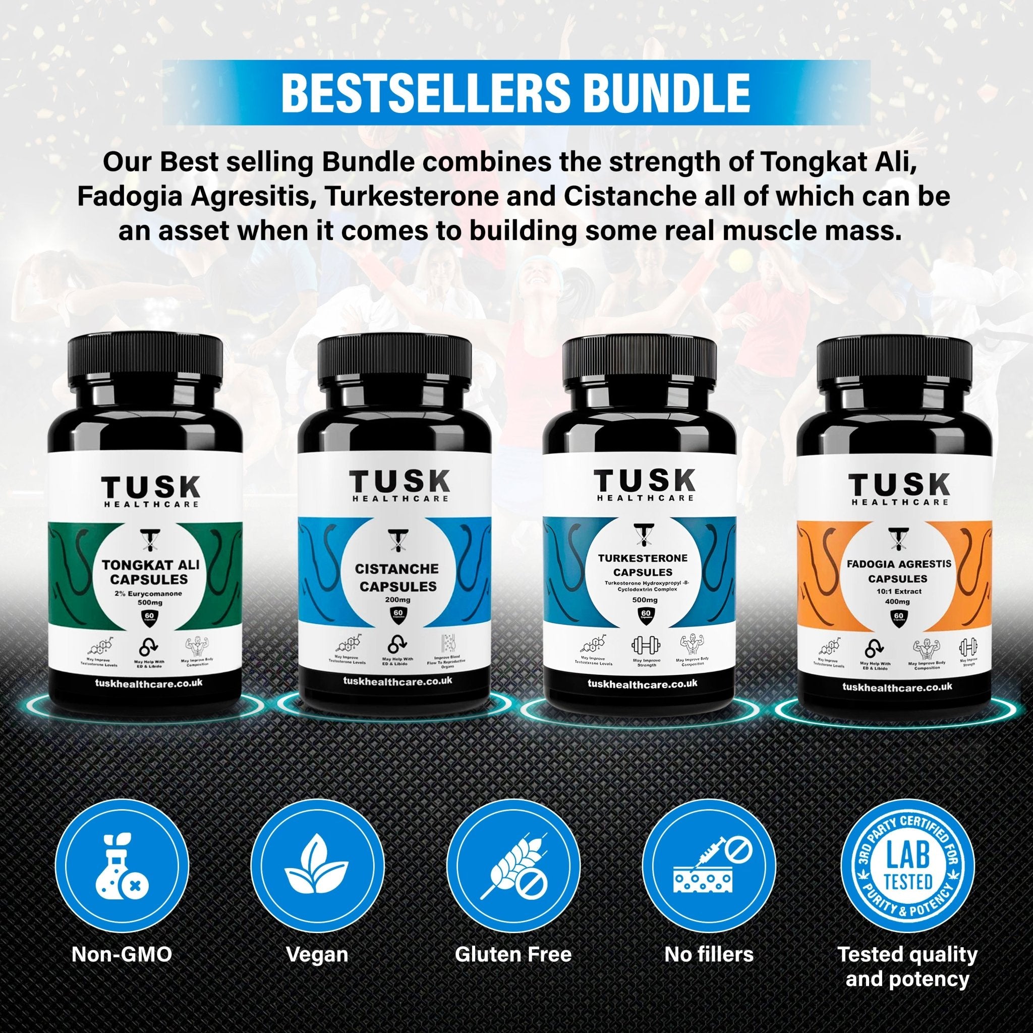 Bestsellers Bundle - Tongkat Ali, Fadogia, Turkesterone & Cistanche (Discounted Price) - TuskHealthCare