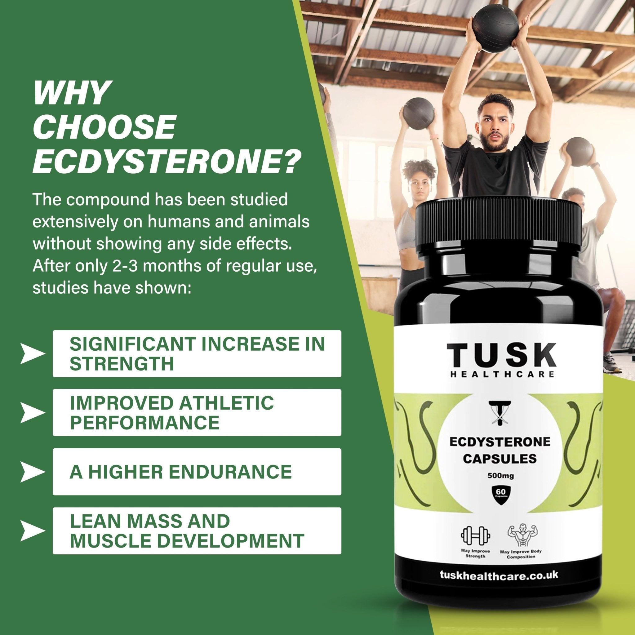 Ecdysterone 90% Capsules - Build Muscle & Increase Strength - TuskHealthCare