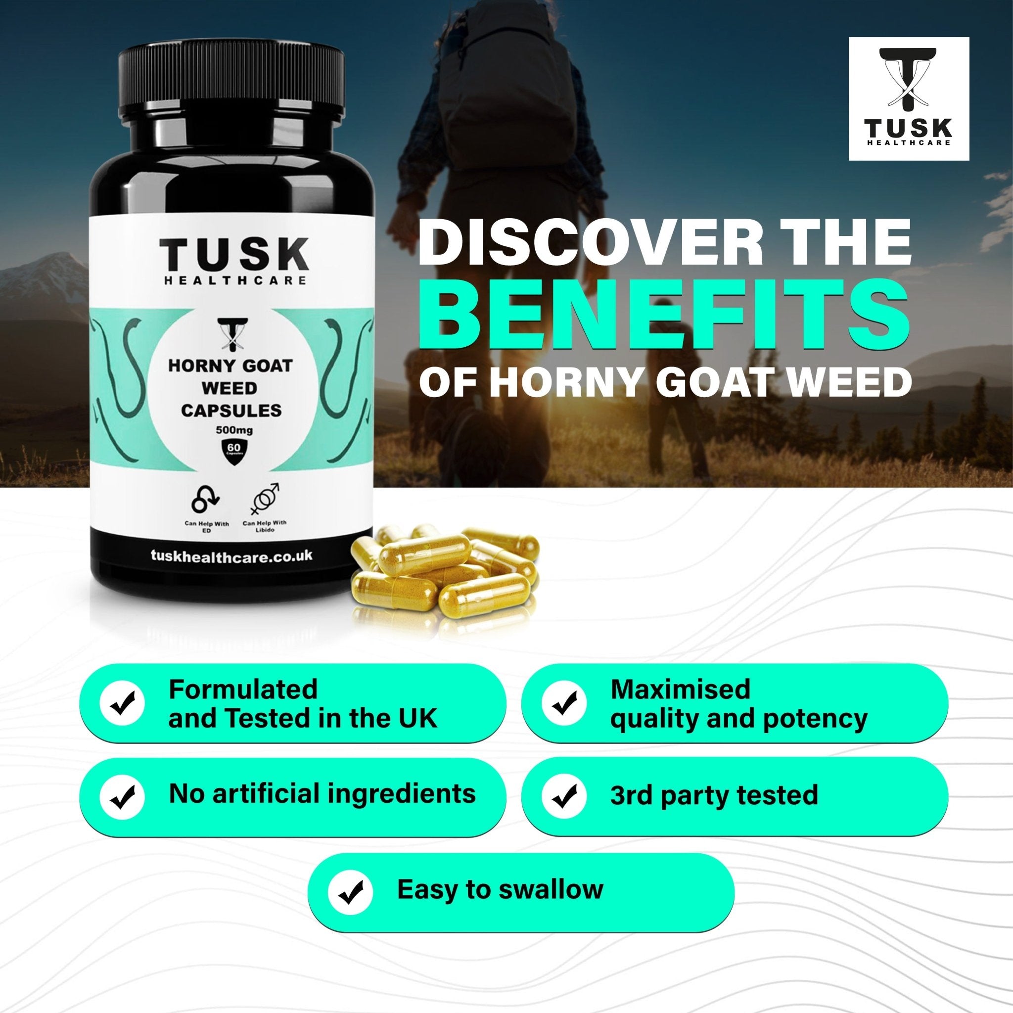 Horny Goat Weed Capsules - Natural Libido Boost - TuskHealthCare