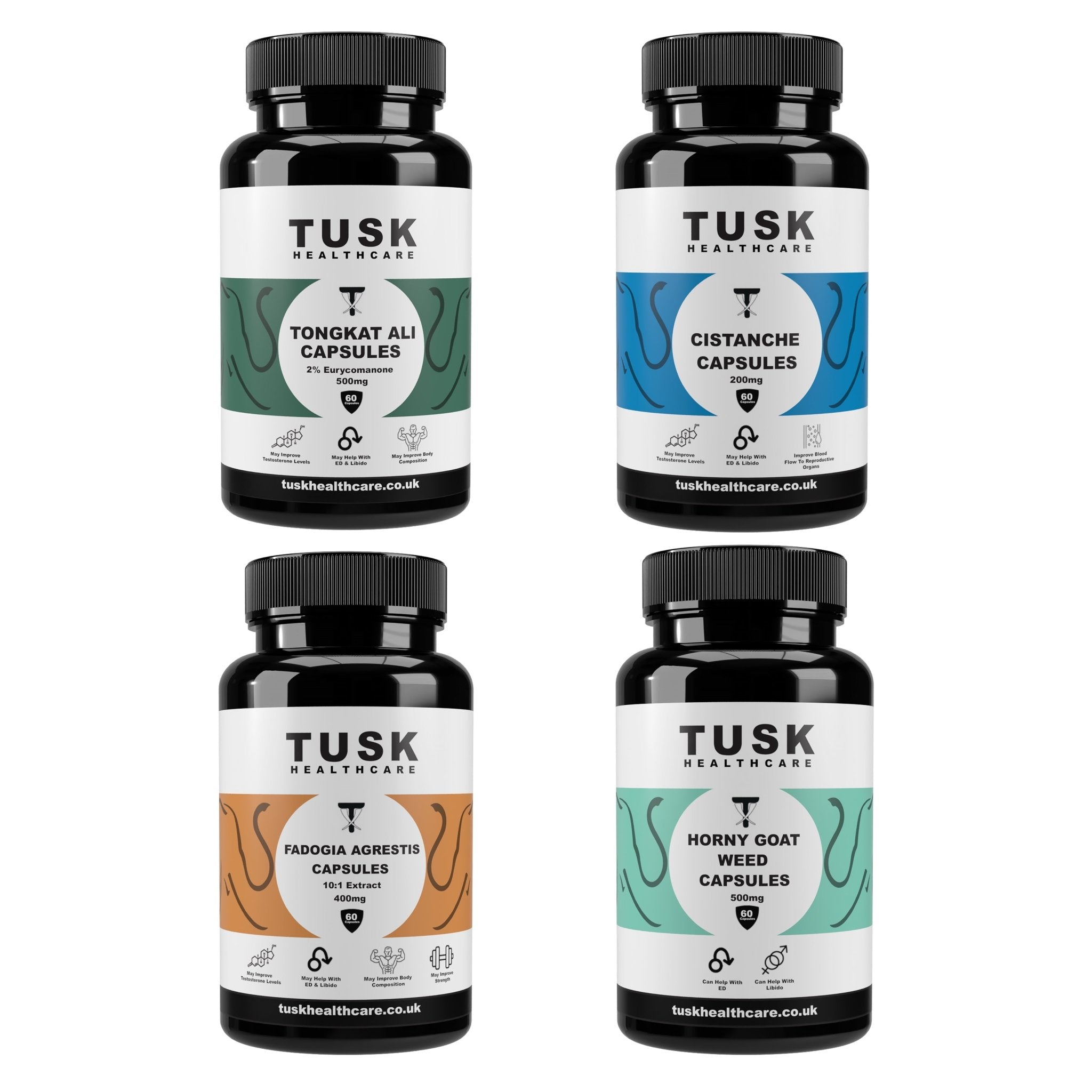 Ultimate Libido Bundle - Horny Goat Weed, Cistanche, Fadogia Agrestis & Tongkat Ali - TuskHealthCare