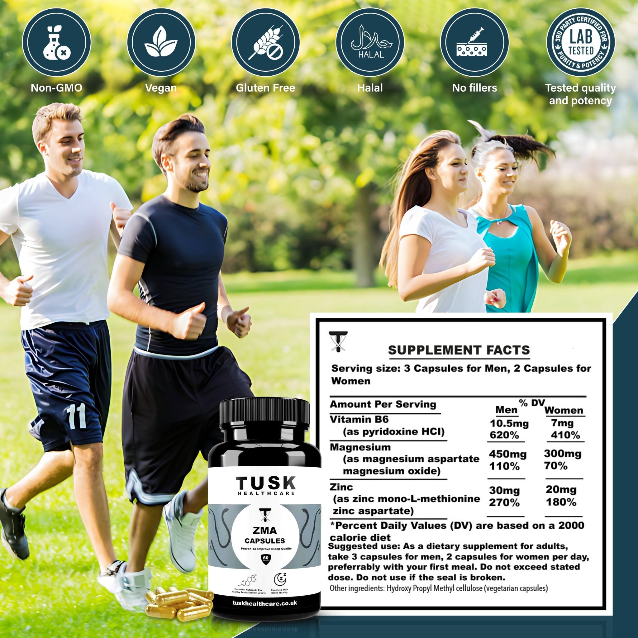 ZMA Capsules - Essential Nutrients For Testosterone Production & Proven To Improve Sleep Quality - TuskHealthCare